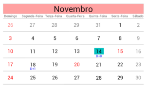 Calendário com liquidação financeira de opção quando há feriado