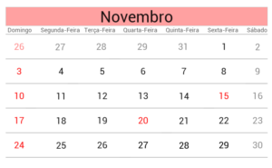 calendário mostrando o vencimento de opções mensais