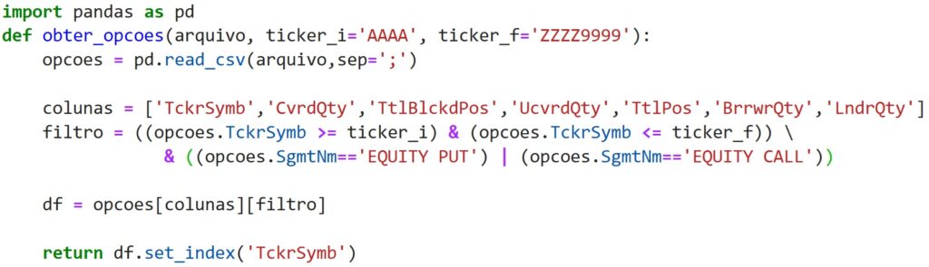 Código Python para ler arquivo de posições abertas em derivativos