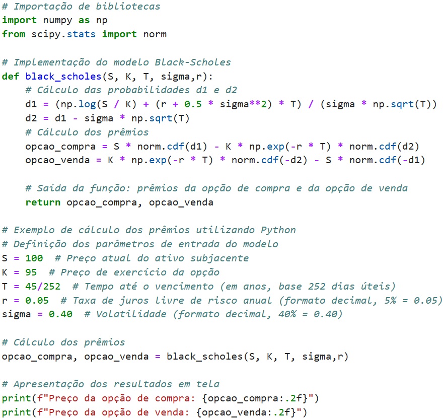 Modelo de Black-Scholes em Python