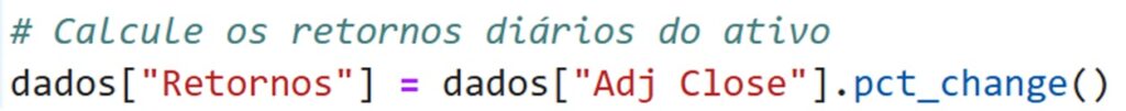 Calcular o retorno de um ativo em Python