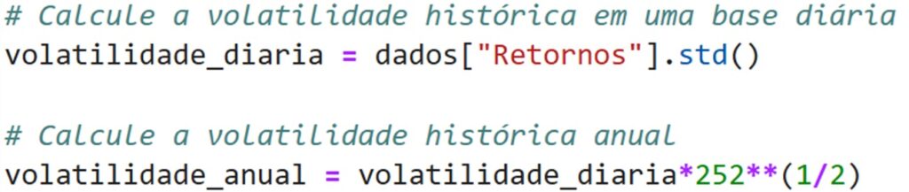 Calcular volatilidade usando python